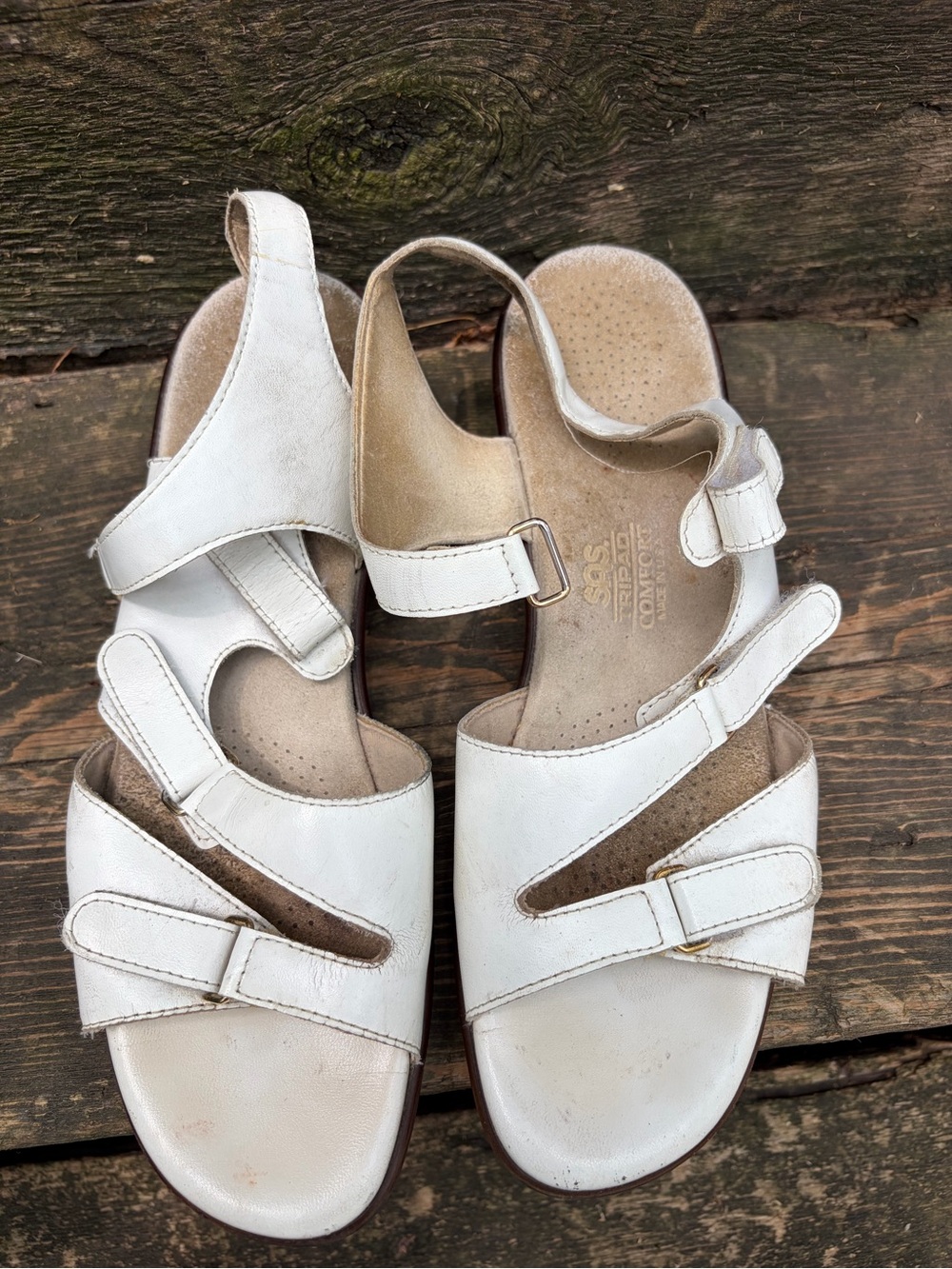 SAS Tabby White Adjustable Comfort Leather Sandals